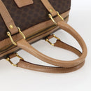 CELINE Macadam Canvas Boston Bag PVC Leather Brown Gold Auth mr2011-7