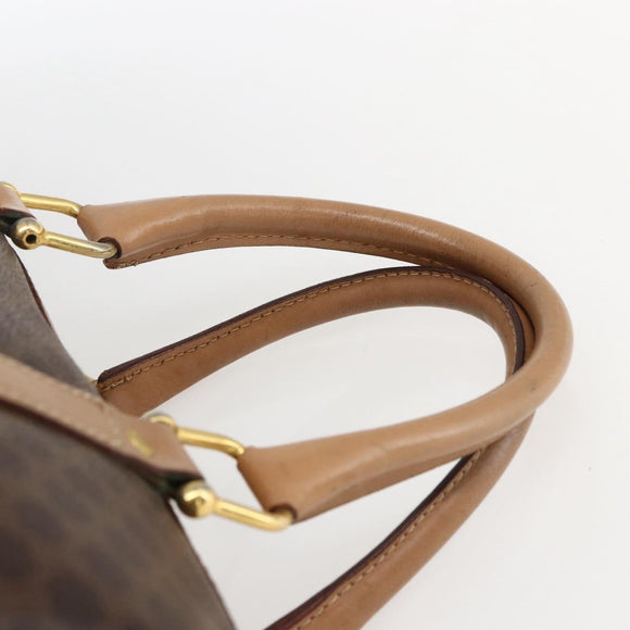 CELINE Macadam Canvas Boston Bag PVC Leather Brown Gold Auth mr2011