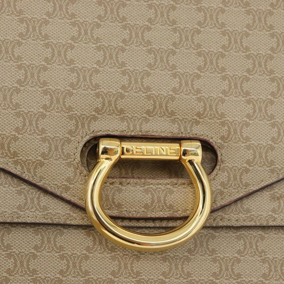 CELINE Macadam Canvas Hand Bag PVC Beige Gold Auth mr2012