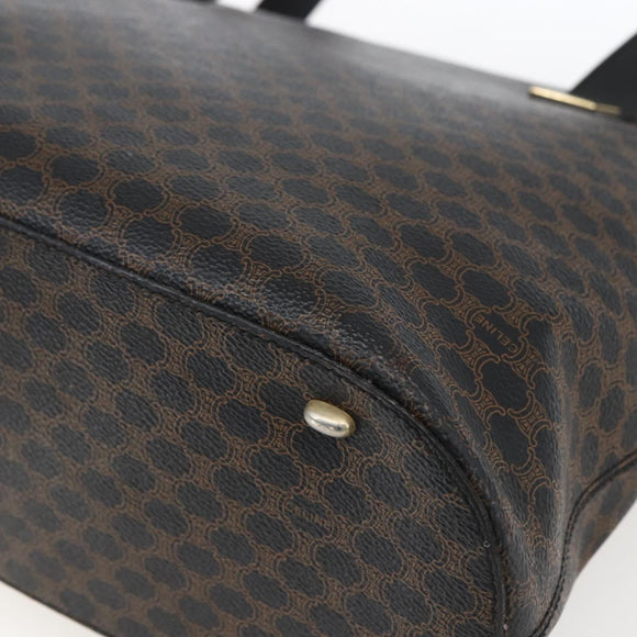 CELINE Macadam Canvas Draagtas PVC Leer Zwart Goud Auth mr2013