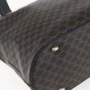 CELINE Macadam Canvas Draagtas PVC Leer Zwart Goud Auth mr2013-15