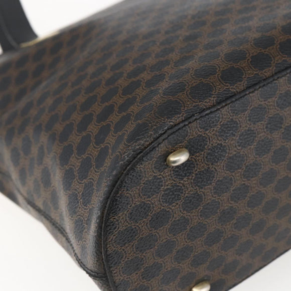 CELINE Macadam Canvas Draagtas PVC Leer Zwart Goud Auth mr2013