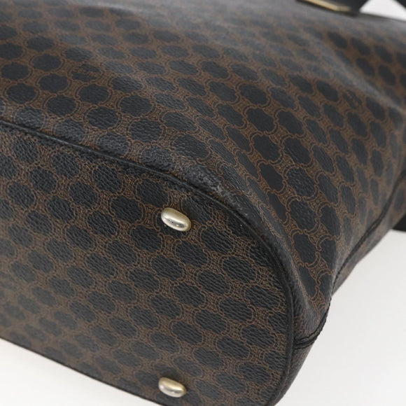 CELINE Macadam Canvas Draagtas PVC Leer Zwart Goud Auth mr2013