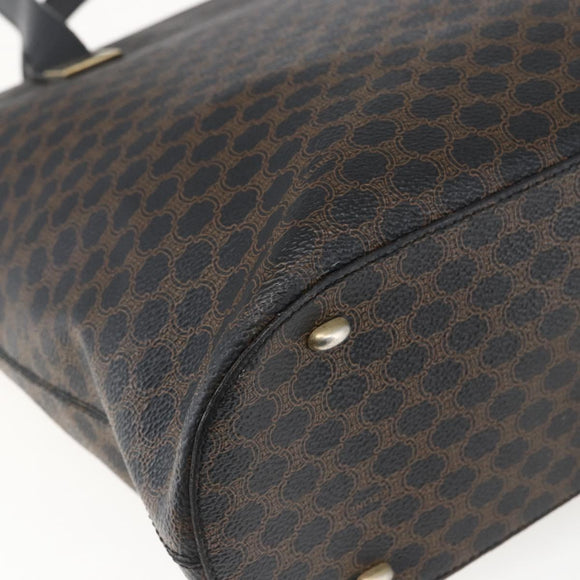 CELINE Macadam Canvas Draagtas PVC Leer Zwart Goud Auth mr2013