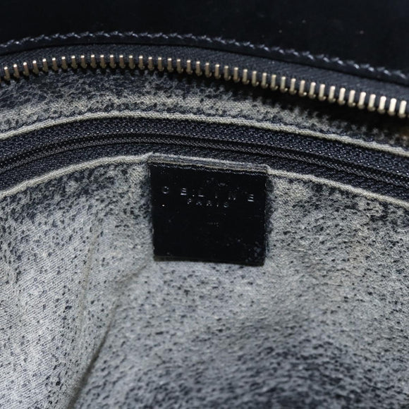 CELINE Macadam Canvas Draagtas PVC Leer Zwart Goud Auth mr2013