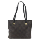 CELINE Macadam Canvas Draagtas PVC Leer Zwart Goud Auth mr2013-13