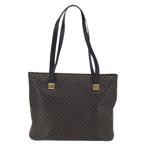 CELINE Macadam Canvas Draagtas PVC Leer Zwart Goud Auth mr2013