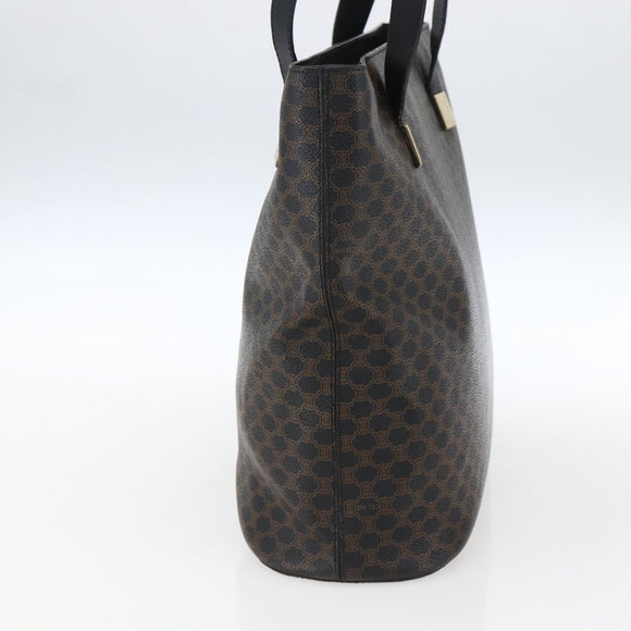 CELINE Macadam Canvas Draagtas PVC Leer Zwart Goud Auth mr2013