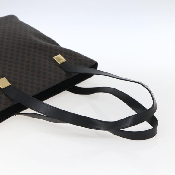 CELINE Macadam Canvas Draagtas PVC Leer Zwart Goud Auth mr2013