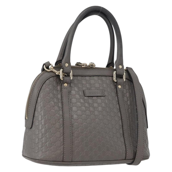 GUCCI Micro GG Canvas Guccissima Bag Leather 2way Gray Gold 449654 Auth mr2015