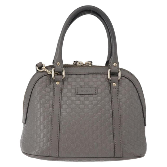 GUCCI Micro GG Canvas Guccissima Bag Leather 2way Gray Gold 449654 Auth mr2015