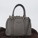 GUCCI Micro GG Canvas Guccissima Bag Leather 2way Gray Gold 449654 Auth mr2015-25