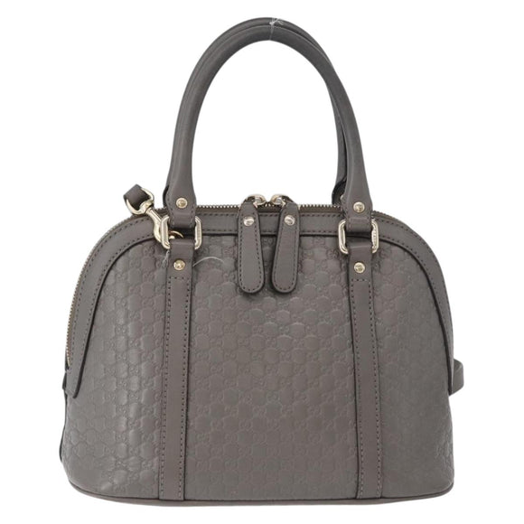 GUCCI Micro GG Canvas Guccissima Bag Leather 2way Gray Gold 449654 Auth mr2015