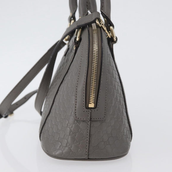GUCCI Micro GG Canvas Guccissima Bag Leather 2way Gray Gold 449654 Auth mr2015