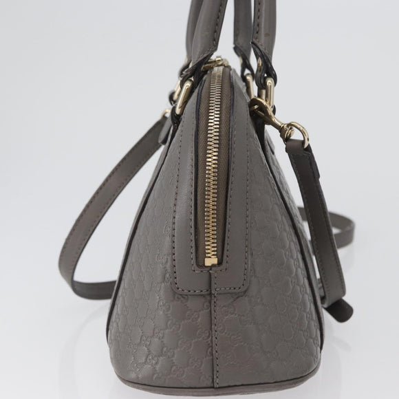 GUCCI Micro GG Canvas Guccissima Bag Leather 2way Gray Gold 449654 Auth mr2015