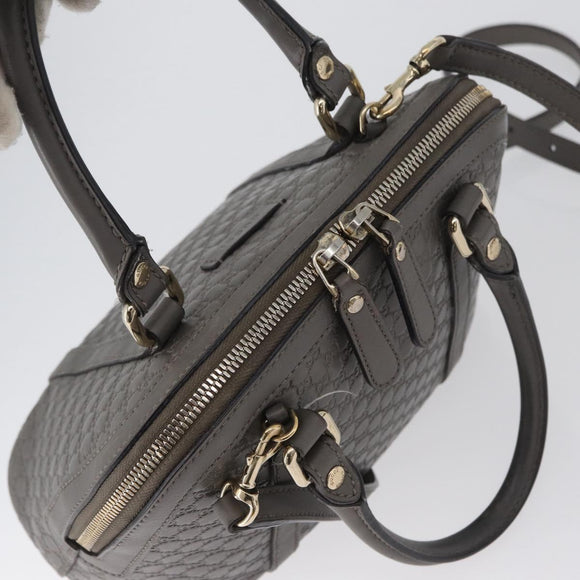 GUCCI Micro GG Canvas Guccissima Bag Leather 2way Gray Gold 449654 Auth mr2015