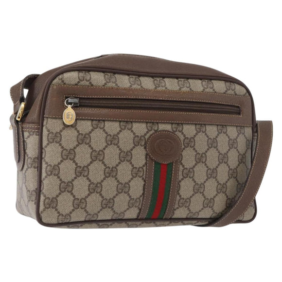 GUCCI GG Supreme Web Sherry Line Bag PVC Leather Beige 001 56 0942 Auth mr2019