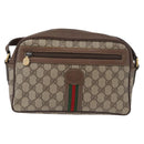 GUCCI GG Supreme Web Sherry Line Bag PVC Leather Beige 001 56 0942 Auth mr2019-13