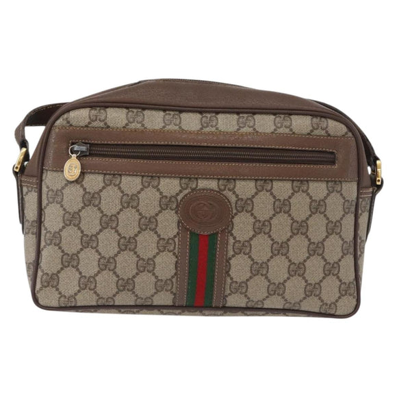 GUCCI GG Supreme Web Sherry Line Bag PVC Leather Beige 001 56 0942 Auth mr2019