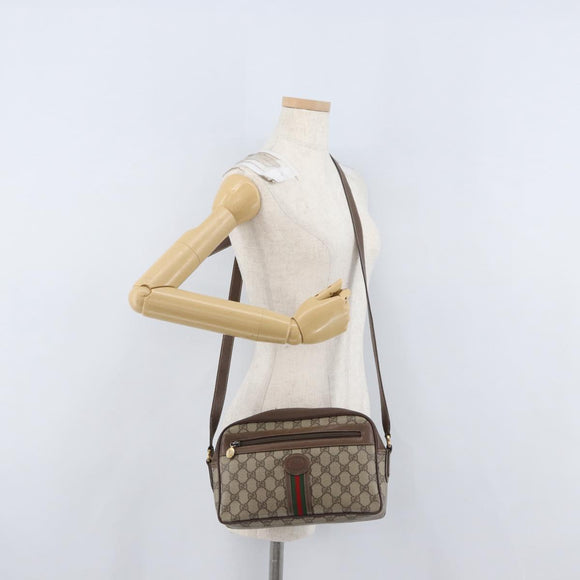 GUCCI GG Supreme Web Sherry Line Bag PVC Leather Beige 001 56 0942 Auth mr2019