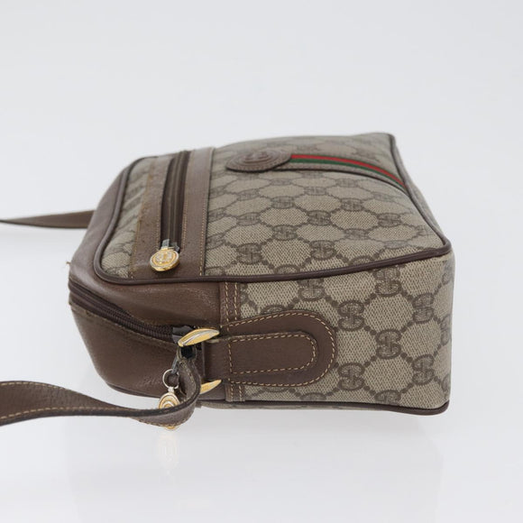 GUCCI GG Supreme Web Sherry Line Bag PVC Leather Beige 001 56 0942 Auth mr2019