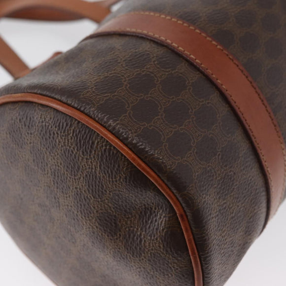 CELINE Macadam Canvas Hand Bag PVC Leather Brown Gold Auth mr2020
