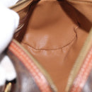 CELINE Macadam Canvas Hand Bag PVC Leather Brown Gold Auth mr2020-20