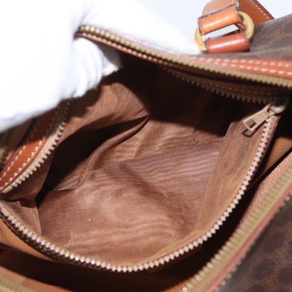 CELINE Macadam Canvas Hand Bag PVC Leather Brown Gold Auth mr2020