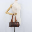 CELINE Macadam Canvas Hand Bag PVC Leather Brown Gold Auth mr2020-23