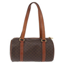 CELINE Macadam Canvas Hand Bag PVC Leather Brown Gold Auth mr2020-2