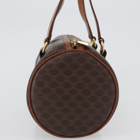 CELINE Macadam Canvas Hand Bag PVC Leather Brown Gold Auth mr2020