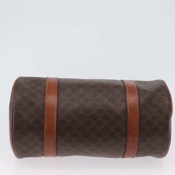 CELINE Macadam Canvas Hand Bag PVC Leather Brown Gold Auth mr2020