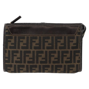 FENDI Zucca Canvas Clutch Bag Black Brown Auth mr2022 - 0