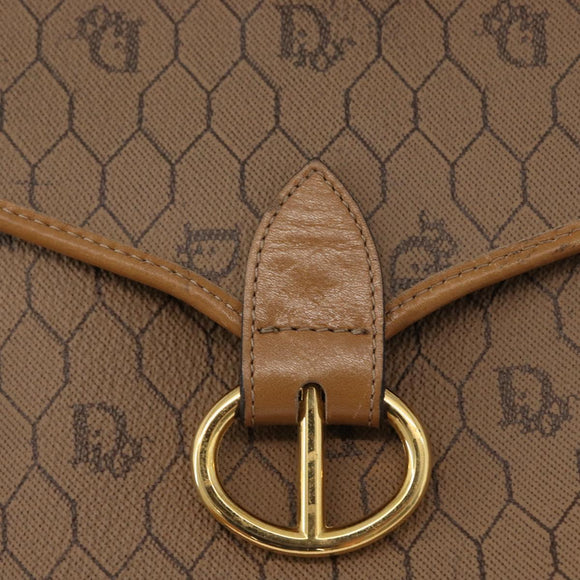 Christian Dior Honeycomb Canvas Shoulder Bag PVC Beige Gold Auth mr2025