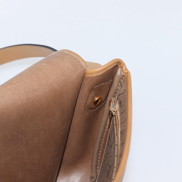 Christian Dior Honeycomb Canvas Shoulder Bag PVC Beige Gold Auth mr2025