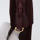 CARTIER Must Line Clutch Bag Leather Bordeaux Gold Auth mr2026-8