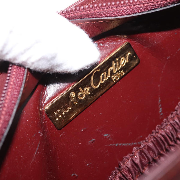 CARTIER Must Line Clutch Bag Leather Bordeaux Gold Auth mr2026