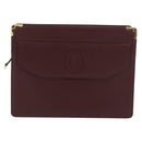 CARTIER Must Line Clutch Bag Leather Bordeaux Gold Auth mr2026-13