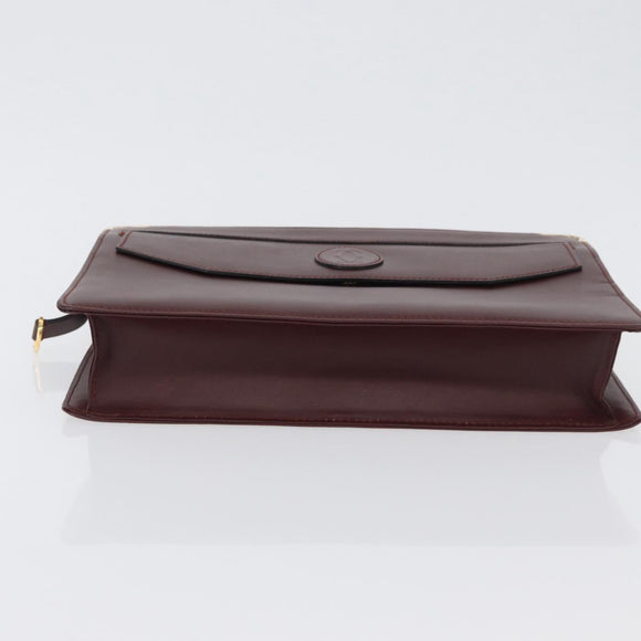 CARTIER Must Line Clutch Bag Leather Bordeaux Gold Auth mr2026