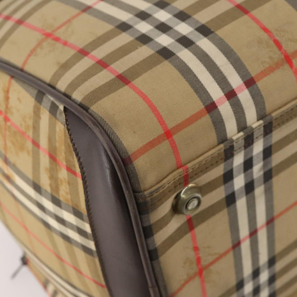 Burberrys Nova Check Boston Bag Canvas Brown Auth mr2028