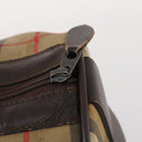 Burberrys Nova Check Boston Bag Canvas Brown Auth mr2028-16