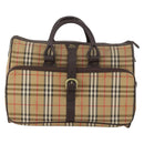 Burberrys Nova Check Boston Bag Canvas Brown Auth mr2028-2