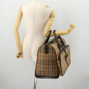 Burberrys Nova Check Boston Bag Canvas Brown Auth mr2028-22