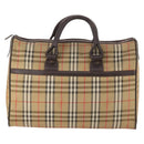 Burberrys Nova Check Boston Bag Canvas Brown Auth mr2028-3
