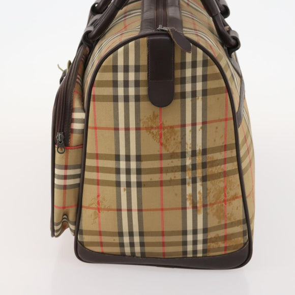 Burberrys Nova Check Boston Bag Canvas Brown Auth mr2028