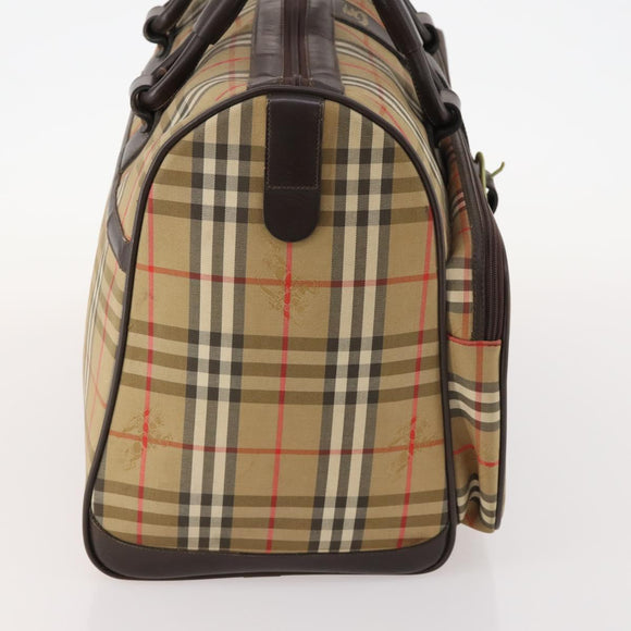 Burberrys Nova Check Boston Bag Canvas Brown Auth mr2028