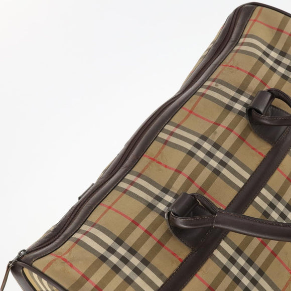Burberrys Nova Check Boston Bag Canvas Brown Auth mr2028