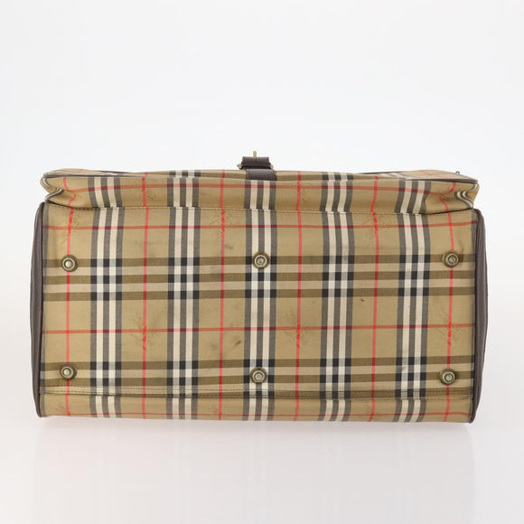 Burberrys Nova Check Boston Bag Canvas Brown Auth mr2028