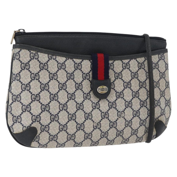 GUCCI GG Supreme Sherry Line Shoulder Bag PVC Navy Gold 904 02 026 Auth mr2029