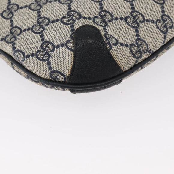 GUCCI GG Supreme Sherry Line Shoulder Bag PVC Navy Gold 904 02 026 Auth mr2029